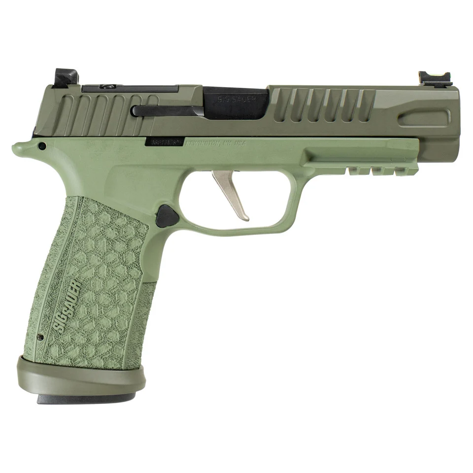 Sig Sauer P365X Fuse 9mm pistol with Cerakote slide and OD Green stippled frame
